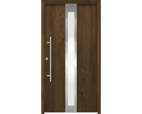 Haustür aus Holz mit Glaselement und Griff