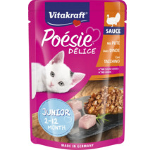 Vitakraft Poesie Delice Sauce Junior Katzenfutter mit Pute, geeignet für 2 bis 12 Monate alte Kätzchen