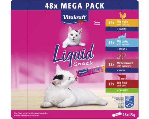 Katzensnack Vitakraft Liquid Snack MSC 48 Stück Vitakraft Liquid Snack Megapackung mit 48 Stück für Katzen