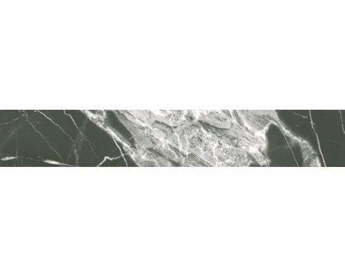 Feinsteinzeug Sockelfliese Mirava Lucca Nero 10x60 cm poliert Dekorative Fliese mit Marmoroptik