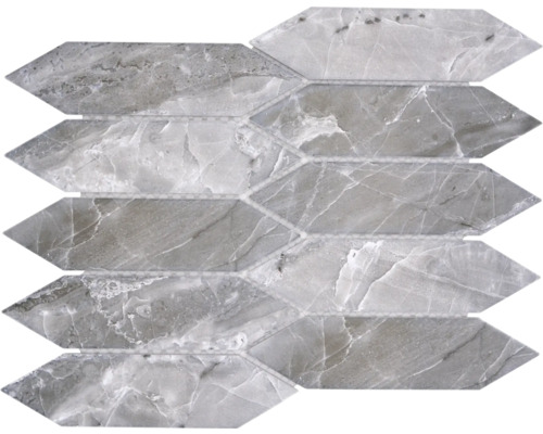 Keramikmosaik Stona CIM LHX GSD 27,55x27,55 cm grau matt Pfeilmosaikfliese aus Naturstein