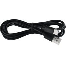 Schwarzes USB-Kabel mit USB-A- und USB-C-Steckern