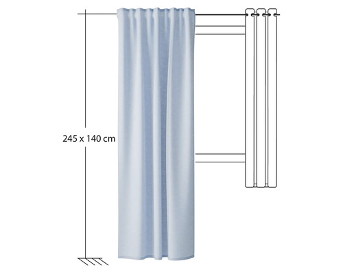 Gardine mit den Maßen 245 mal 140 Zentimeter.