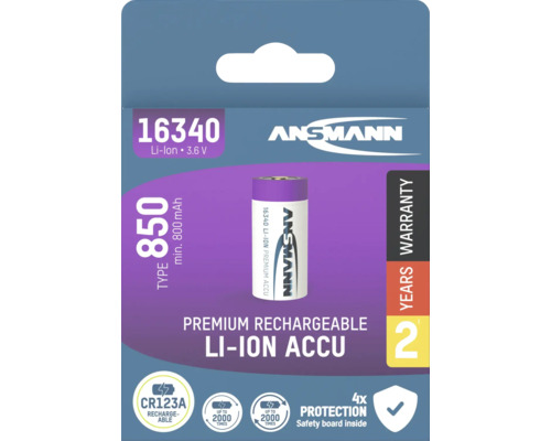 Akkubatterie ANSMANN Li-Ion Akku 16340 3,6 V 850 mAh 1 Stk.