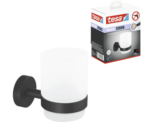 Tesa Moon Black Zahnputzbecher mit Verpackung