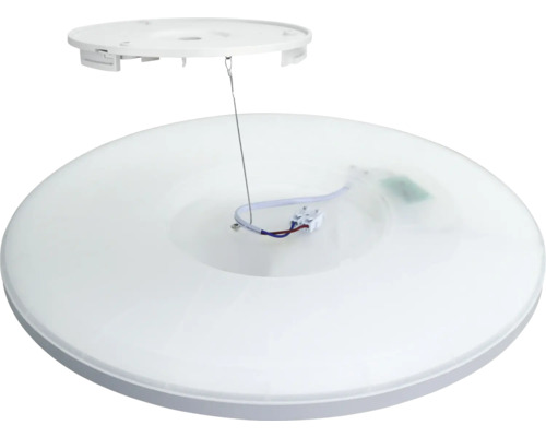 Weiße LED Deckenleuchte mit geöffneter Halterung für die Deckenmontage