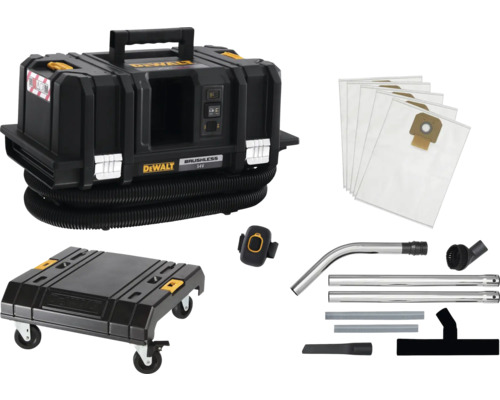 DeWalt Akku-Staubsauger mit Zubehör und Transportwagen