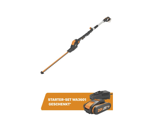 Akku-Teleskop-Heckenschere WORX 20V 45cm WG252E.9, ohne Akku und Ladegerät, inkl. Gratis Akku-Starterset