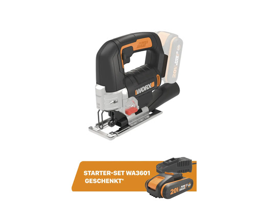 Akku-Stichsäge Worx WX543.9, 20 V, ohne Akku und Ladegerät, inkl. Gratis Akku-Starterset