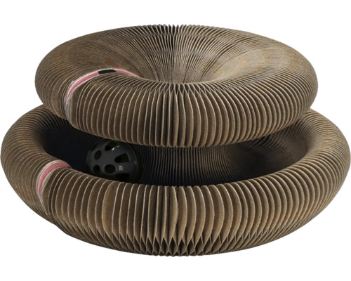 Katzenkratzmöbel aus Pappe in Donutform mit Spielball