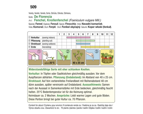 Anbauanleitung für Florencia Fenchel mit Informationen zu Vorkultur, Pflanzung, Direktsaat und Ernte