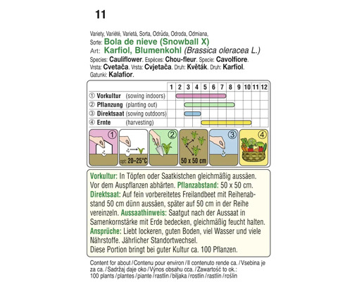 Aussaat- und Erntehinweise für Karfiol