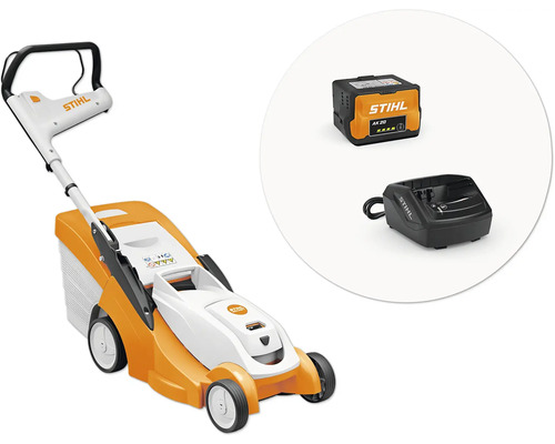 Akkurasenmäher mit Akku und Ladegerät