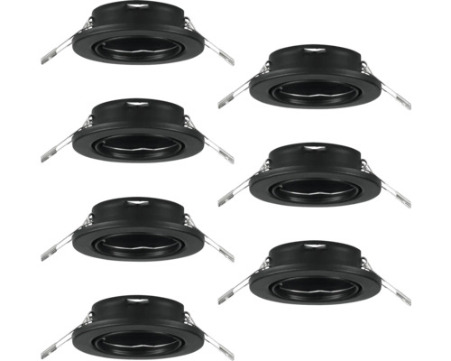 Acht schwarze Deckeneinbaustrahler