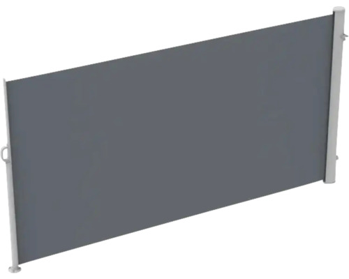Seitenmarkise ausziehbar 1,6x3 Stoff Uni anthrazit Gestell RAL 9006 weißaluminium mit abnehmbarem Pfosten Seitenmarkise ausziehbar 1,6x3 Stoff Uni anthrazit Gestell RAL 9006 weißaluminium mit abnehmbarem Pfosten