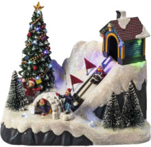 Weihnachtliches Miniaturdorf mit Weihnachtsbaum, Iglu und Rodelbahn
