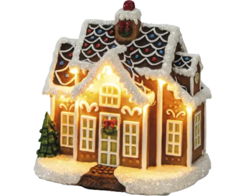 Lebkuchenhaus mit Beleuchtung und Dekoration