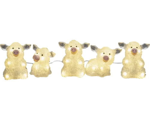 Lichterkette mit Schweinchenfiguren für den Innenbereich