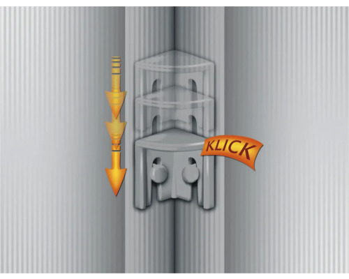 Klick-System zur Montage von Eckregalen