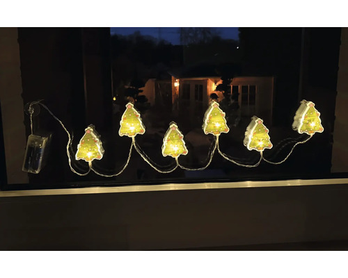Lichterkette mit Weihnachtsmotiven zur Dekoration an Fenstern