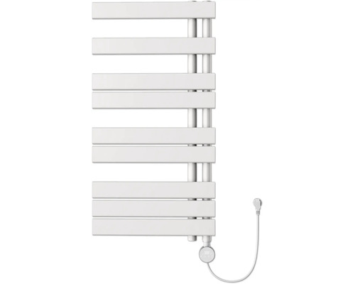 Weißer Badheizkörper mit Thermostat