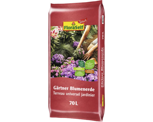 Verpackung Gärtner Blumenerde von FloraSelf mit 70 Liter Inhalt
