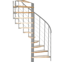 Wendeltreppe mit Metallstruktur und Holzstufen