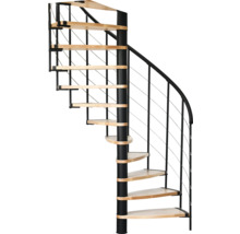 Wendeltreppe mit Metallstruktur und Holzstufen