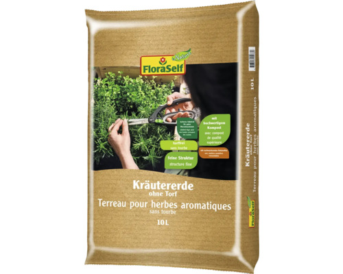 FloraSelf Kräutererde ohne Torf, 10 Liter Sack