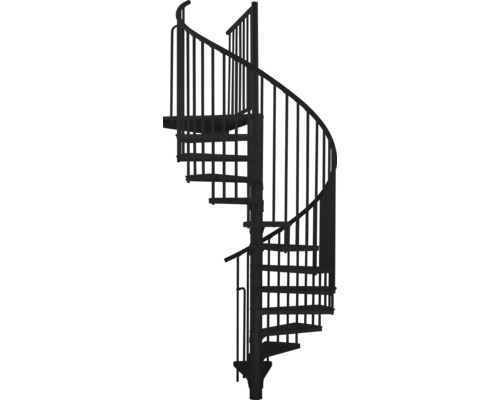 Spindeltreppe aus Metall mit Geländer