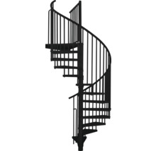 Wendeltreppe aus Metall mit Geländer