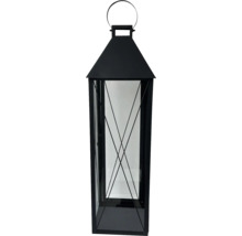 Dekorative schwarze Laterne aus Metall und Glas mit Tragegriff