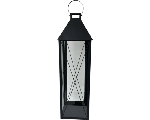 Dekorative schwarze Laterne aus Metall und Glas mit Tragegriff