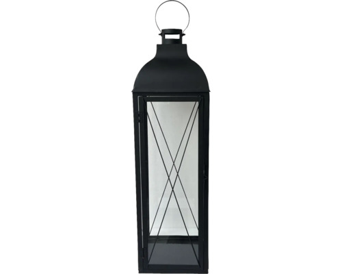 Laterne Lafiora Metall 17 x 17 x 60 cm viereckig schwarz Dekorative Metalllaterne mit Glaseinsätzen und Tragegriff