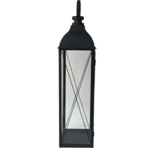 Dekorative Laterne aus Metall und Glas mit Tragegriff.