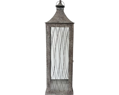 Laterne Metall 23 x 77 cm grau Dekorative Laterne aus Metall mit filigranem Design