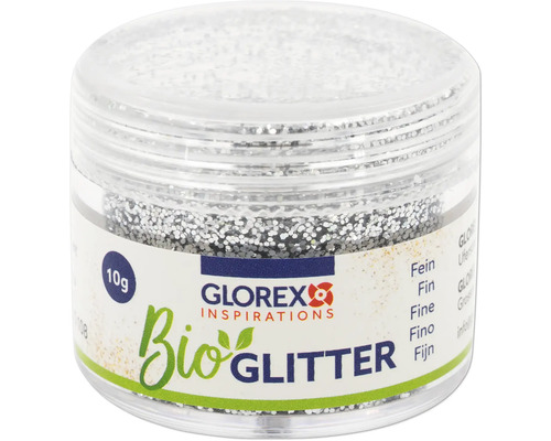 Glorex Bio Glitter, 10 Gramm, feine Glitterpartikel im Behälter