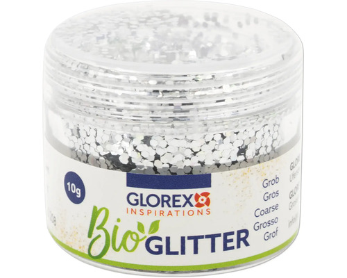 Glas mit grobem, silberfarbenem Bio-Glitter von Glorex Inspirations, 10g