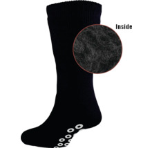 Schwarze Socke mit Anti-Rutsch Noppen und Innenansicht