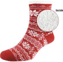 Socke mit Schneeflockenmuster und Innenansicht