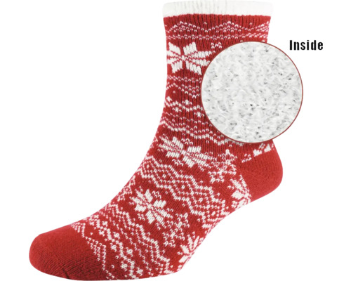 Socke mit Schneeflockenmuster und Innenansicht