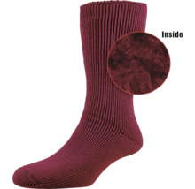 Eine einzelne, gestrickte Socke mit Innenansicht