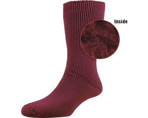 Eine einzelne, gestrickte Socke mit Innenansicht