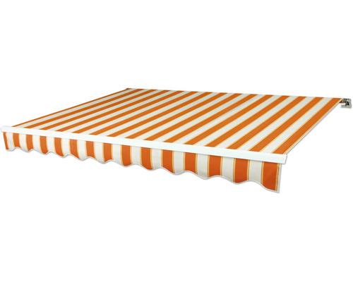 Gelenkarmmarkise 2,5x2 Stoffdessin 5903 (Classic Tangerine) Gestell RAL 9016 verkehrsweiß Handkurbel Rechts inkl. Handlurbel