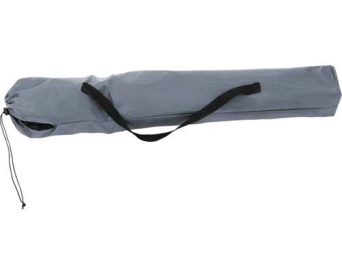 Graue Tragetasche für Campingmöbel mit schwarzem Tragegurt und Kordelzug