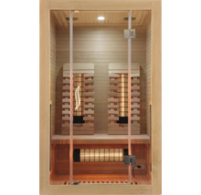 Infrarotsauna mit Glaselementen und Holzverkleidung