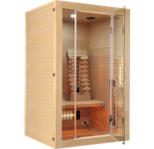 Innenraumsauna mit Glastür und Holzverkleidung