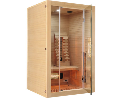 Innenraumsauna mit Glastür und Holzverkleidung