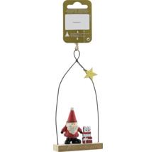 Dekorativer Weihnachtsmann mit Geschenkstapel und Stern als Anhänger