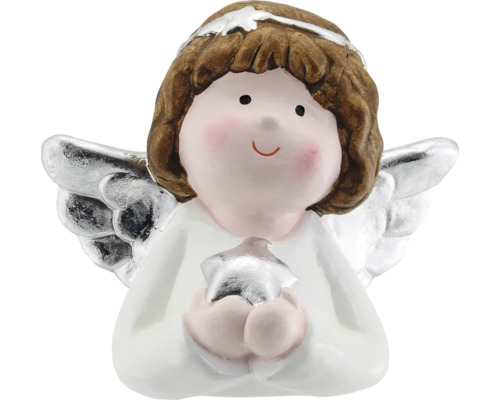 Weihnachtsdeko Engel aus Keramik weiß Engel Figur mit Stern